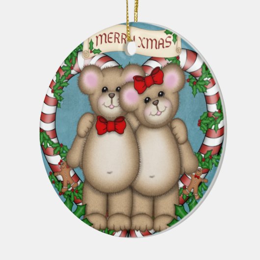 Weihnachtspaare Bär Keramikornament (Links)