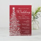 Weihnachtspaare Dusche Red Silver Einladung (Stehend Vorderseite)