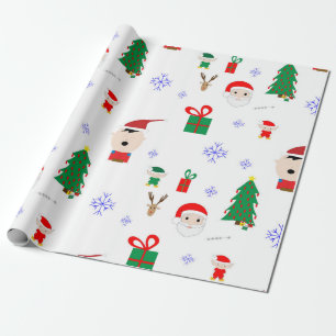 WeihnachtsPackpapier auf Weiß Geschenkpapier