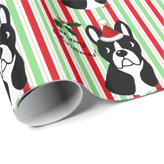 WeihnachtsPackpapier Bostons Terrier Geschenkpapier (Rolleneckpunkt)