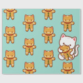 WeihnachtsPackpapier - hungriger Katzen-Lebkuchen Geschenkpapier (Flach)