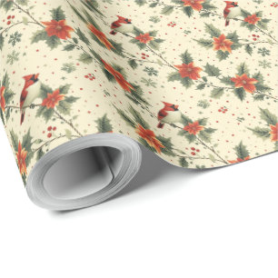 Weihnachtspackpapier Kardinalspoinsettie Geschenkpapier