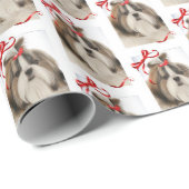 WeihnachtsPackpapier Shih Tzu Geschenkpapier (Rolleneckpunkt)