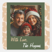 Weihnachtspaketaufkleber für Folklorekunst Quadratischer Aufkleber (Vorderseite)