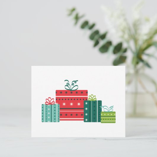 Weihnachtspakete Feiertagspostkarte (Stehend Vorderseite)