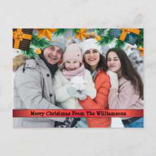 Weihnachtspakete Pine Boughs Frame Foto Feiertagspostkarte