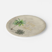 Weihnachtspalm Elegant Gold Merry Pappteller (Schrägansicht)