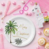 Weihnachtspalm Elegant Gold Merry Pappteller (Party)