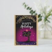 Weihnachtspalm (Magenta Edition) - Weihnachtskarte Feiertagskarte (Stehend Vorderseite)