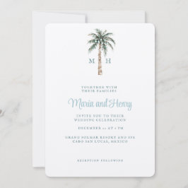 Weihnachtspalme | Beach Wedding Monogram Einladung