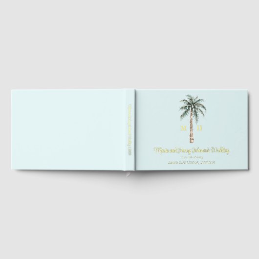 Weihnachtspalme | Beach Wedding Monogram Gästebuch (Voll)