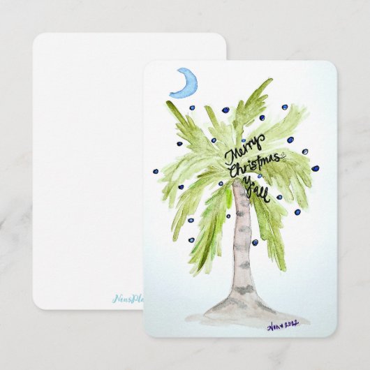 Weihnachtspalme Dankeskarte (Vorne/Hinten)