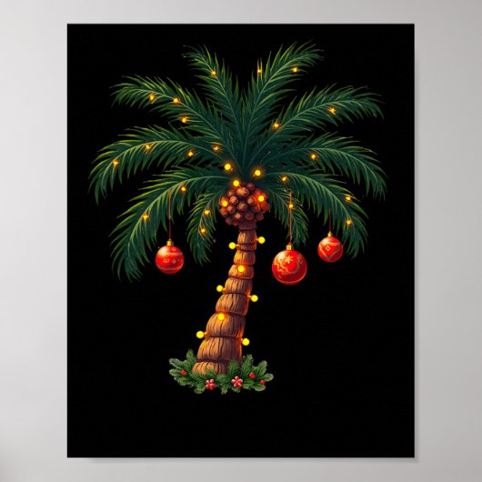 Weihnachtspalme Tree Festliche Lichter Niedlich Tr Poster (Vorne)