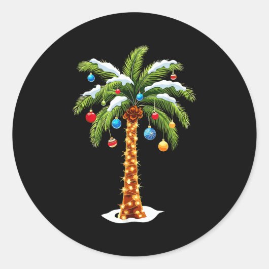 Weihnachtspalme Tree Hawaiian Trocal Xmas Runder Aufkleber (Vorderseite)