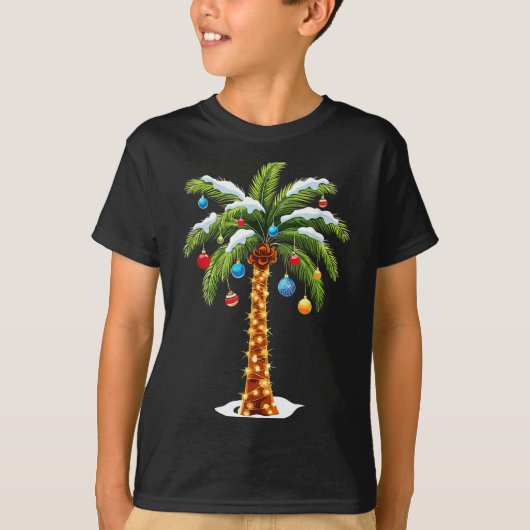 Weihnachtspalme Tree Hawaiian Trocal Xmas T-Shirt (Vorderseite)