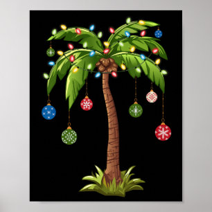 Weihnachtspalme Tree Light Hawaiian Tropical Xmas Poster