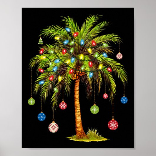 Weihnachtspalme Tree Light Hawaiian Tropical Xmas Poster (Vorne)