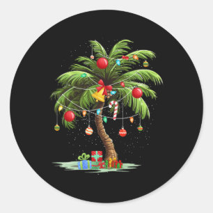 Weihnachtspalme Tree Light Hawaiian Tropical Xmas  Runder Aufkleber