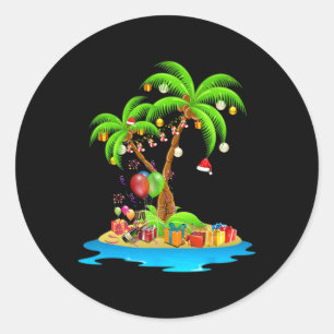 Weihnachtspalme tropische Xmas Coconut Matching Runder Aufkleber