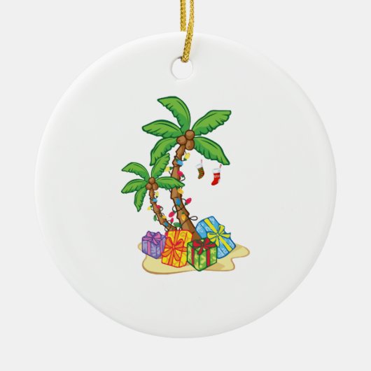 Weihnachtspalme tropische Xmas Kokospalmen Lichter Keramik Ornament (Vorne)