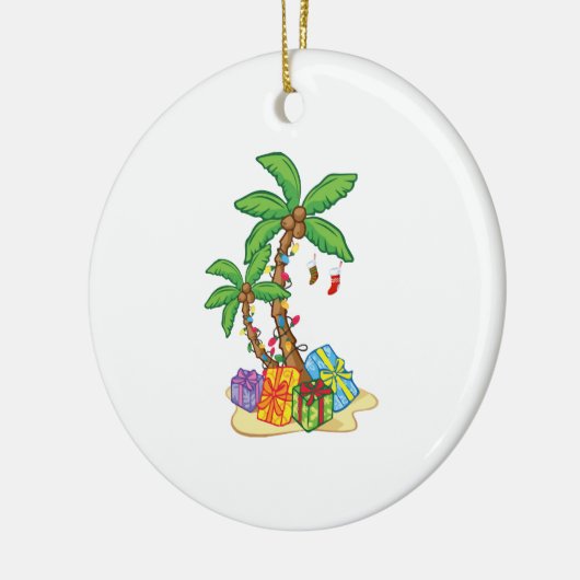 Weihnachtspalme tropische Xmas Kokospalmen Lichter Keramik Ornament (Links)