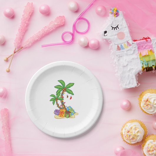 Weihnachtspalme tropische Xmas Kokospalmen Lichter Pappteller (Party)