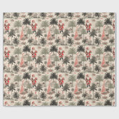 Weihnachtspalme und Santa Tropical Retro Geschenkpapier (Flach)