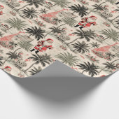 Weihnachtspalme und Santa Tropical Retro Geschenkpapier (Ecke)