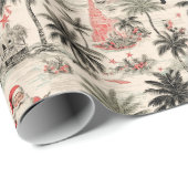 Weihnachtspalme und Santa Tropical Retro Geschenkpapier (Rolleneckpunkt)