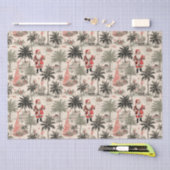 Weihnachtspalme und Santa Tropical Retro Seidenpapier (Handwerk)