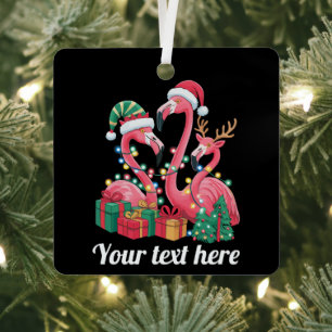 Weihnachtspalmen-Flamingo-personalisierte Weihnach Ornament Aus Metall