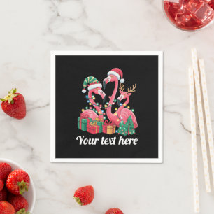 Weihnachtspalmen-Flamingo personalisierte Weihnach Serviette