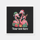 Weihnachtspalmen-Flamingo personalisierte Weihnach Serviette (Vorderseite)