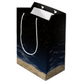 Weihnachtspalmen im Mondschein Mittlere Geschenktüte (Rückseite Schrägansicht)