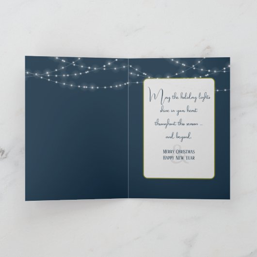 Weihnachtspalmen mit Lichtern Feiertagskarte (Innenseite)