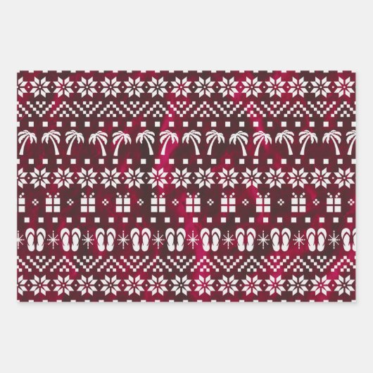 Weihnachtspalmen und Flip Flops Geschenkpapier Set (Vorderseite)