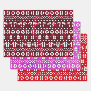 Weihnachtspalmen und Flip Flops Geschenkpapier Set