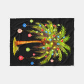 Weihnachtspalmenbaum Licht Hawaiian Tropical Weihn Fleecedecke (Vorderseite (Horizontal))