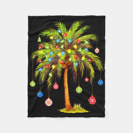 Weihnachtspalmenbaum Licht Hawaiian Tropical Weihn Fleecedecke (Vorderseite)
