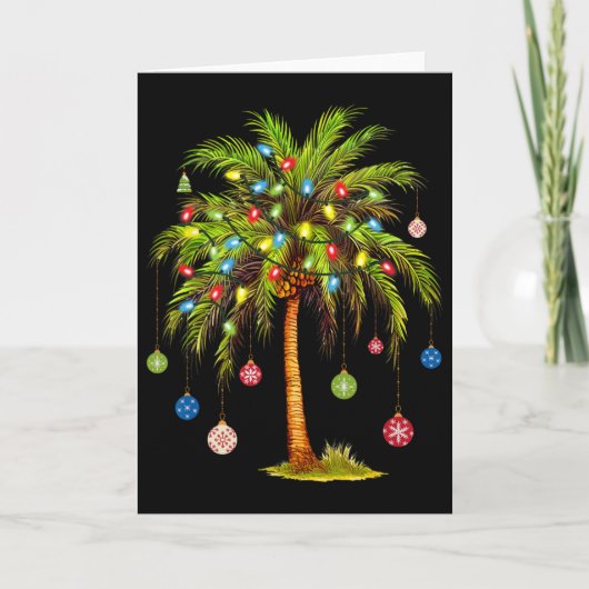 Weihnachtspalmenbaum Licht Hawaiianisch Tropisch W Karte (Vorderseite)