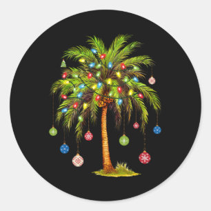 Weihnachtspalmenbaum Licht Hawaiianisch Tropisch X Runder Aufkleber