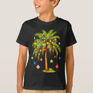 Weihnachtspalmenbaum Licht Hawaiianisch Tropisch X T-Shirt