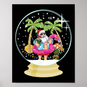 Weihnachtspalmenbaum Surfen Strand Schneekugel Som Poster