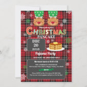 Weihnachtspancake und Pjama Party rot Flanell Einladung (Vorderseite)