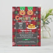 Weihnachtspancake und Pjama Party rot Flanell Einladung (Stehend Vorderseite)