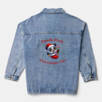 Weihnachtspanda in einem Strumpf Denim Jacket