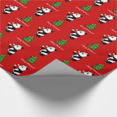 Weihnachtspanda-Strumpf-Rot Geschenkpapier (Ecke)