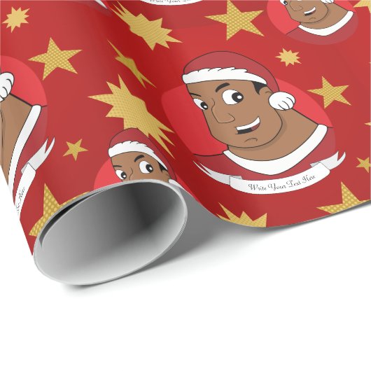 Weihnachtspapa/junger Mann Cartoon Geschenkpapier (Rolleneckpunkt)