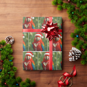 Weihnachtspapagei mit Cocktail Geschenkpapier