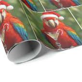 Weihnachtspapagei mit Cocktail Geschenkpapier (Rolleneckpunkt)